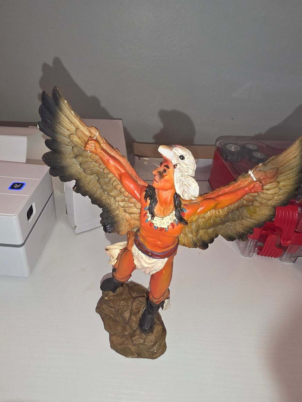 Vintage Native American Eagle Dancer Spirit Warrior Resin Figurine Statue